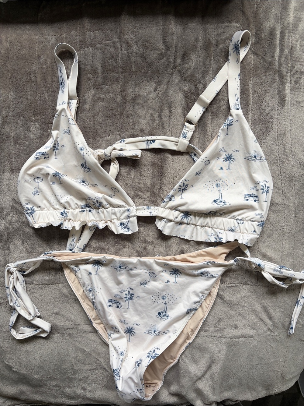 Kitty and Vibe White & Blue Printed Bikini Set 2XL